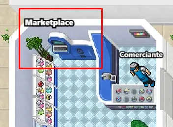 O balcão do Marketplace no Mercado, ao lado do Comerciante